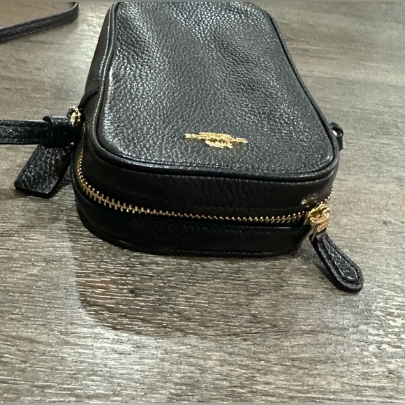Coach Crossbody Purse Black Pebbled Leather Phone Authentic - Picture 6 of 9